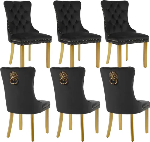 Miniatura 76 de Shenyon Juego de 2 Sillas de Comedor de Terciopelo Gris, Sillas de Comedor Tapizadas con Ribete de Anilla Trasera y Patas de Madera Maciza, Sillas