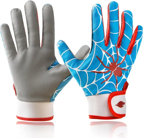 Miniatura 9 de Guantes de bateo de béisbol y sóftbol para niños con ajuste de super agarre Negro clásico