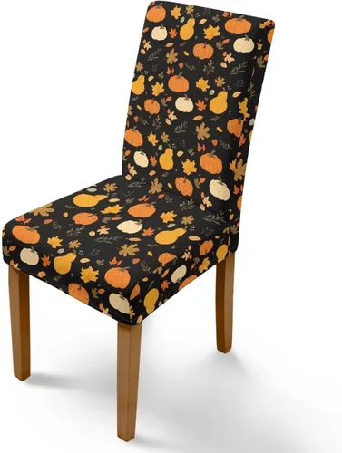 Miniatura 26 de Rnyleeg Thanksgiving Chair Covers for Living Room No Arms Turkey Pumpkin Stretch Dining Chair Covers Set of 6 Soft Washable Kitchen Chair Protector