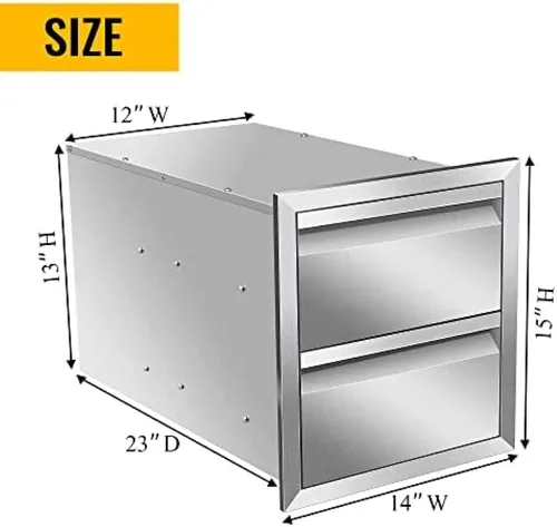 Miniatura 3 de Cajones de cocina para exteriores, cajones de acceso dobles para barbacoa con mango de acero inoxidable, cajones de isla para cocinas al aire libre