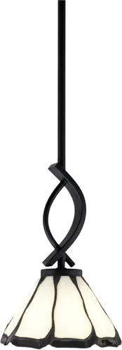 Miniatura 116 de Toltec Lighting Cavella Stem Colgado Mini colgante, acabado grafito, vidrio de muselina blanca de 4 pulgadas