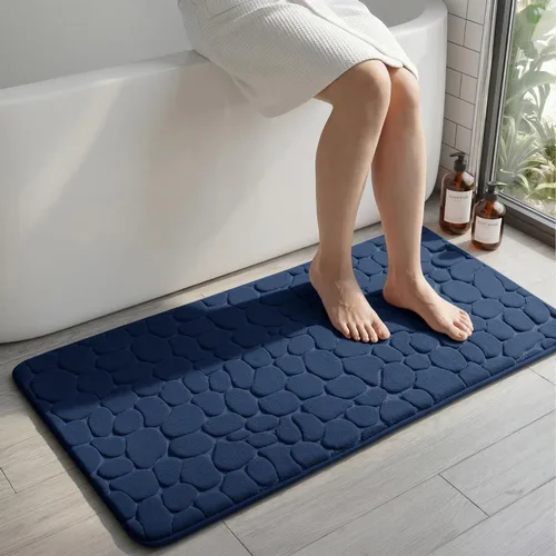 Miniatura 32 de YIHOUSE - Alfombra de espuma viscoelástica para pasillo, alfombras de baño con patrón de adoquín, superabsorbentes, alfombras de baño lavables a