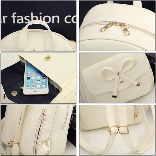 Miniatura 36 de ZGWJ Mini mochila de cuero con moño, mochila pequeña, linda mochila casual de viaje para niñas y mujeres, M, Mochilas tipo mochila
