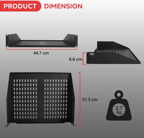 Miniatura 2 de Pyle Servidor 2U de 19 pulgadas, estantes ventilados para buena circulación de aire, voladizo, estante de pared, dispositivo universal, estante