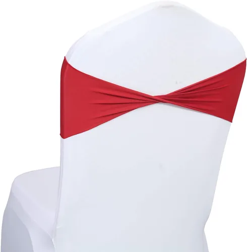Miniatura 33 de MDS Paquete de 100 bandas de elastano para silla, bandas lisas sin hebilla, reutilizables, elásticas, para decoración de bodas, recepciones, Azul
