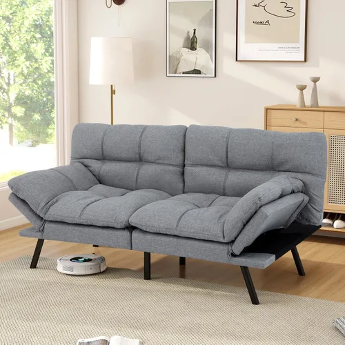 Miniatura 11 de Opoiar Sofá cama plegable de espuma viscoelástica convertible con reposabrazos y respaldos ajustables para espacios pequeños, oficina, estudio
