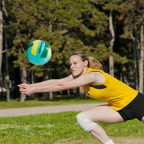 Miniatura 7 de Runleaps Pelota de voleibol de playa, tamaño oficial 5, suave, impermeable, para deportes de arena, pelota de poliuretano para interiores, Naranja
