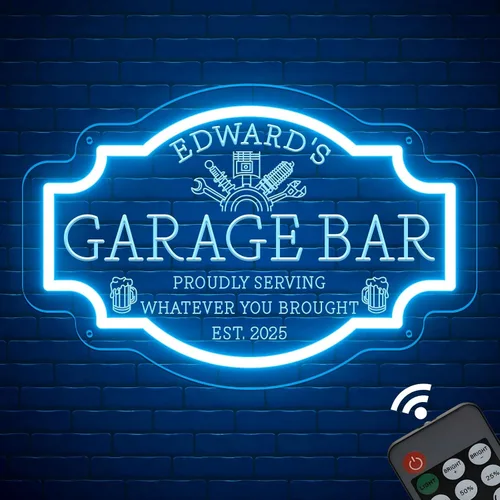 Miniatura 12 de Letrero de neón personalizado para garaje, letrero de luz LED personalizado con forma de llave inglesa, decoración de pared de taller de mecánica