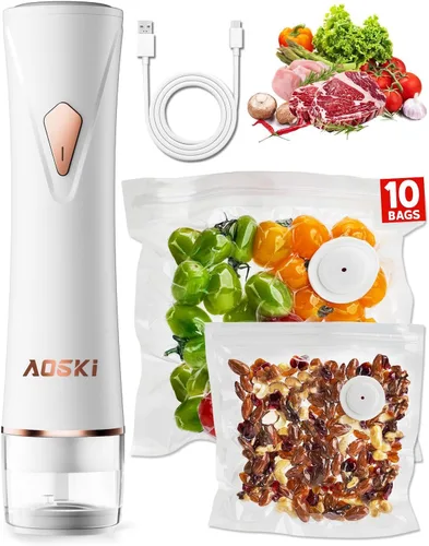 Sellador al vacío compacto para sellador de alimentos: Máquina selladora al vacío portátil de mano para almacenamiento de alimentos, sellado al