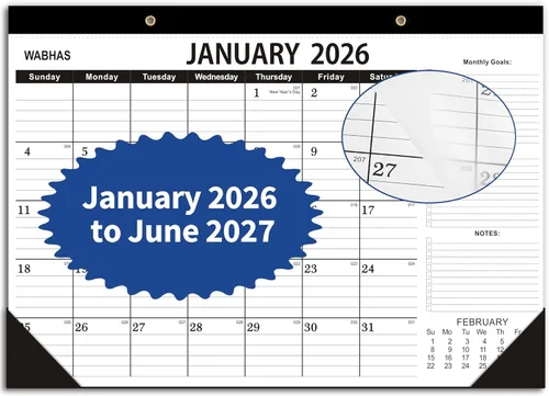 Calendario de escritorio 2026, de enero de 2026 a junio de 2027, 2026 con lista de tareas, calendario 2026-2027-18 meses, calendario 2026 de 17 x 12
