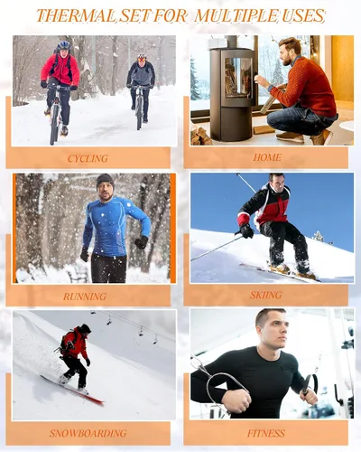 Miniatura 6 de Liitrsh Juego de 4 piezas de ropa interior térmica para hombre, ropa interior larga con forro polar, capa base de secado rápido, parte inferior