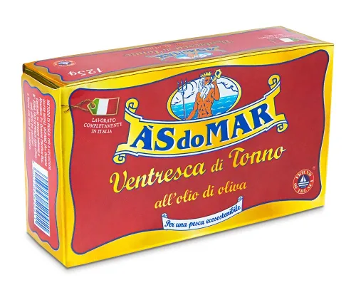 As do Mar Ventresca de atún aleta amarilla en aceite de oliva puro | Paquete de 10 | Importado de Italia | capturado en la naturaleza y seleccionado