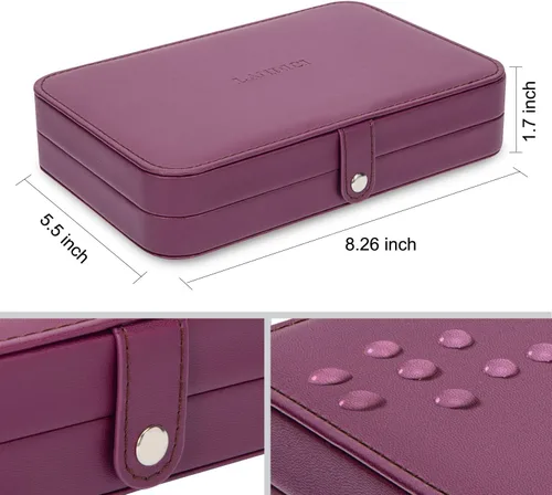 Miniatura 5 de LANDICI - Caja de joyería pequeña para mujeres y niñas, estuche organizador de joyería de viaje de cuero PU, soporte portátil para almacenamiento