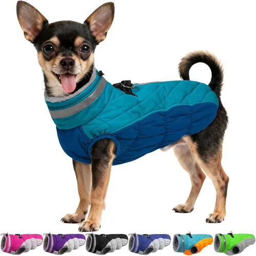 Miniatura 57 de Abrigo de invierno para perro, chaqueta grande para perro, chaqueta impermeable para mascotas con cremallera trasera, abrigo para mascotas con arnés