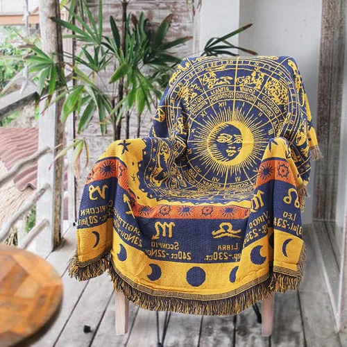 Miniatura 10 de Mantas Boho Reversibles Mantas Tejidas Cubiertas Hippie para Sofá Cama Sillón Reclinable Sofá Tapiz Bohemio Protector de Muebles Colorido