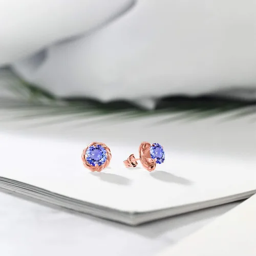 Miniatura 369 de Gem Stone King Aretes de plata de ley 925 de 0.236 in con piedra natal redonda para mujer