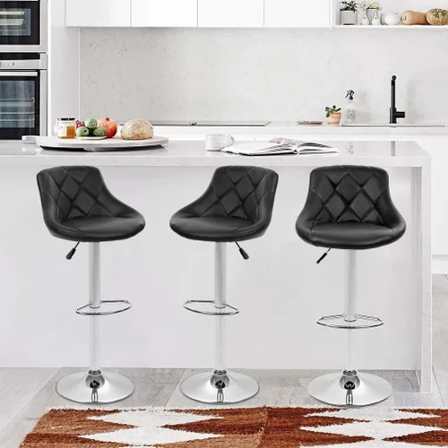 Miniatura 2 de BestOffice Taburetes de bar de altura de mostrador, juego de 2 taburetes de bar giratorios, sillas de bar ajustables en altura con respaldo de cuero