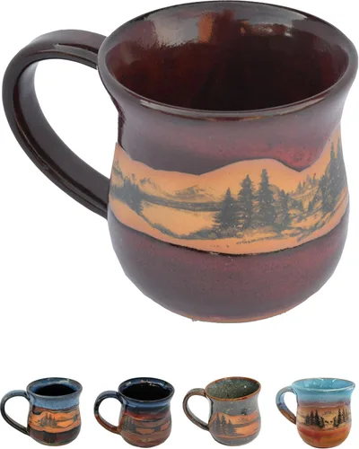 Miniatura 12 de Taza de café de cerámica hecha a mano – Always Azul Mountain Scene taza de café de 14 oz – Taza apta para horno, lavavajillas y microondas