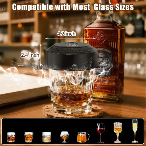 Miniatura 5 de Kit de ahumador eléctrico para whisky, kit de ahumador recargable para cócteles con 6 astillas de madera, encendedor incorporado, no necesita