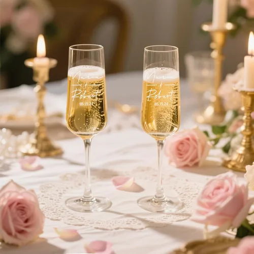 Miniatura 6 de Copas de champán de boda personalizadas, juego de 2, copas de brindis Mr & Mrs para novia y novio, nombre y fecha grabados, regalos personalizados