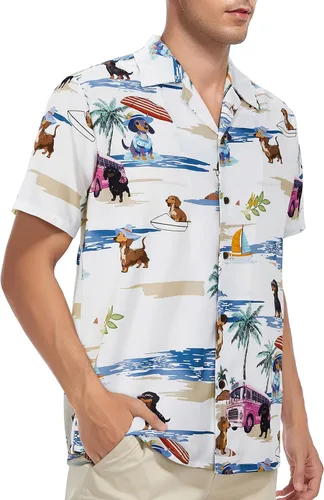 Miniatura 141 de Camisa hawaiana para hombre, con estampado floral, cómoda, con botones, casual, manga corta, ropa de playa para hombre