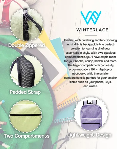 Miniatura 2 de Winterlace Paquete de 24 mochilas, bolsa ligera de 17 pulgadas para viajes al aire libre, gimnasio, eventos corporativos (negro)