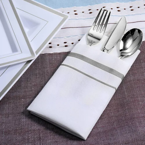 Miniatura 6 de FOCUSLINE 200 servilletas de baño desechables de tacto de lino, toallas de papel suaves y absorbentes, toallas de mano similares a la tela