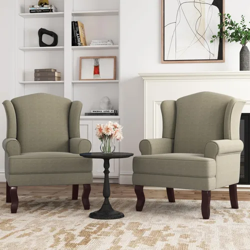 Miniatura 7 de Silla decorativa, sillón tapizado con respaldo alto con esponja de alta resistencia y patas de madera, sillas individuales modernas y cómodas de Un
