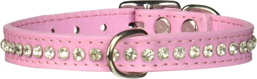 Miniatura 47 de Collar de perro de cuero y cristales de OmniPet Signature, cuero de grano de violeta africana de avestruz, se ajusta a un tamaño de cuello de 6"-8