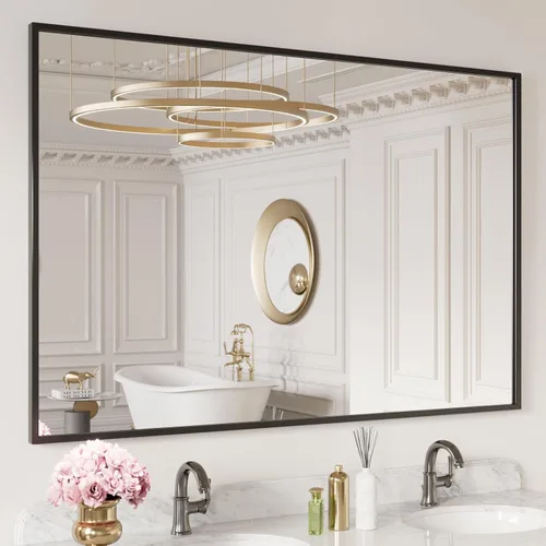 Miniatura 17 de LOAAO Espejo de Baño Rectangular de 22"X30" Negro para Pared, Marco de Aleación de Aluminio Negro Mate, Se Cuelga Vertical u Horizontalmente, Fácil