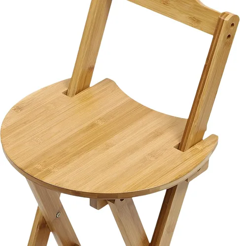 Miniatura 6 de Taburete de bar plegable de bambú con respaldo y reposapiés, sillas de bar portátiles para el hogar, isla de cocina, desayuno, sin montaje