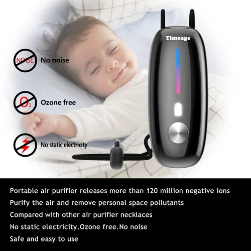 Miniatura 3 de Purificador de aire portátil, collar purificador de aire personal, mini ionizador de aire portátil que elimina polen, humo, polvo para exteriores