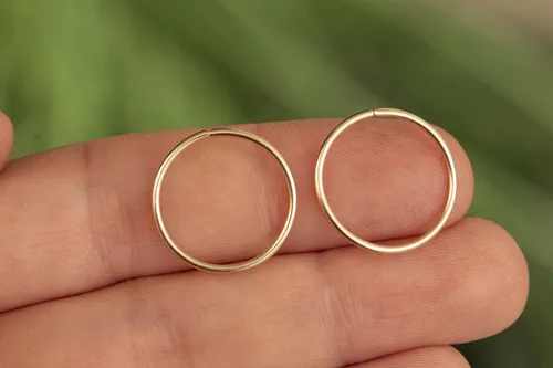 Miniatura 128 de Aretes de aro de oro de plata – Aretes de aro para mujer, dos piezas de aros de plata fina rellenos de oro, aro de hélice, anillo de tragus, aro