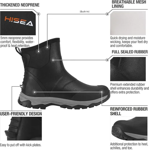 Miniatura 3 de HISEA Excursion Pro - Botas de goma para mujer, impermeables, aisladas, antideslizantes, para exteriores