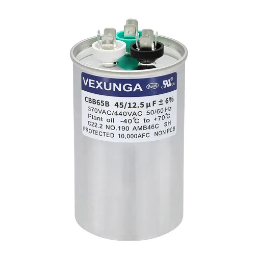 Miniatura 74 de VEXUNGA - 25/5 uF 25+5 MFD 370V o 440V Condensadores redondos de arranque dual 25 5 uF 370 440 Volt VAC CBB65 Condensadores para acondicionador