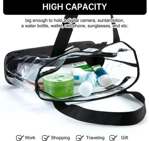Miniatura 3 de Bolso transparente BORMELUN, con asa de cremallera para el trabajo, plástico transparente para mujer
