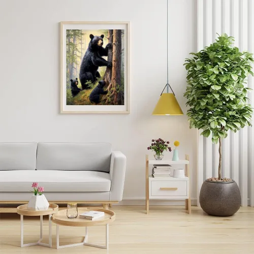 Miniatura 2 de LXTONG Kit de arte de diamantes de pintura de oso negro, arte de diamantes de taladro redondo completo 5D, pequeño oso negro de pintura por números