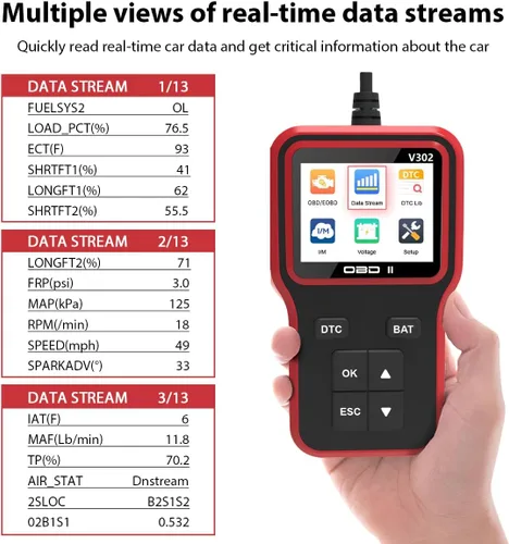 Miniatura 3 de Escáner OBD2 con probador de batería, herramienta de diagnóstico de automóvil para verificar la luz del motor y limpiar códigos de error, lector
