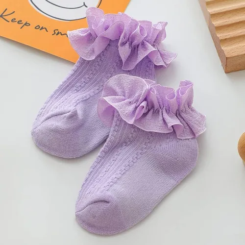 Miniatura 5 de Calcetines de princesa para recién nacidos, con volantes de encaje, para niñas pequeñas