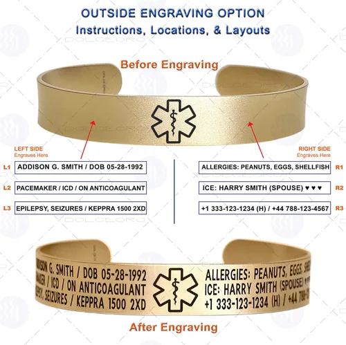 Miniatura 13 de Pulsera de identificación de alerta médica, acero inoxidable 316L, personaliza y personaliza, selecciona un tamaño de muñeca, de 6 a 9 pulgadas