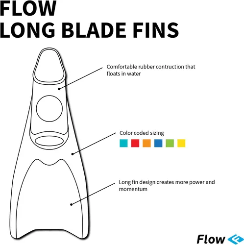 Miniatura 4 de Flow - Aletas largas de goma prémium para natación y entrenamiento de regazo, tallas juveniles para niños, hombres jóvenes y mujeres