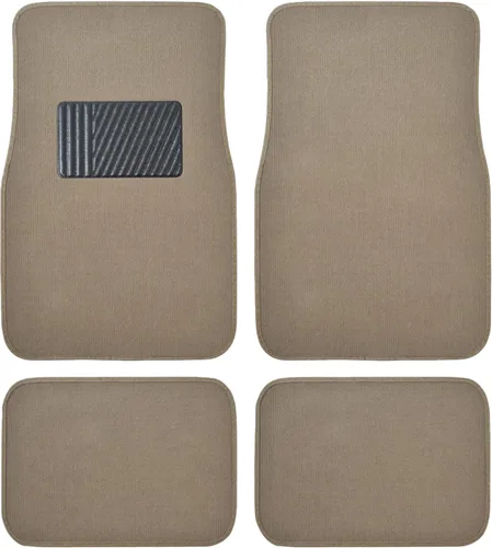 Alfombrillas de piso de alfombra para trabajo pesado beige delanteras y traseras, forros universales para automóvil, SUV, camioneta y camión,
