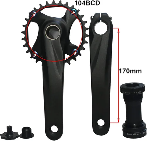 Miniatura 2 de Juego de bielas de 6.693 in 30T 32T 34T 36T 38T Bicicleta de montaña de una sola velocidad Ciclismo Bicicleta de carretera Juego de brazo de manivela