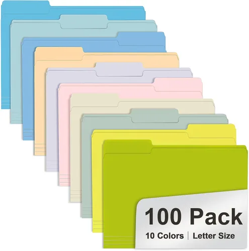 Miniatura 11 de RAZCC - Carpeta de archivos, paquete de 100 carpetas de archivos con pestaña de corte de 1/3, tamaño carta, amarillas, carpetas con pestañas, ideal