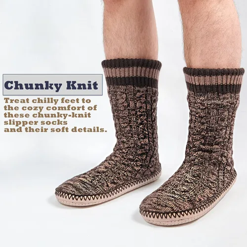 Miniatura 2 de Cozylook Calcetines tipo pantufla para hombre, con forro polar, suela antideslizante, para invierno, suaves, gruesas, acogedoras, cálidas, peludas