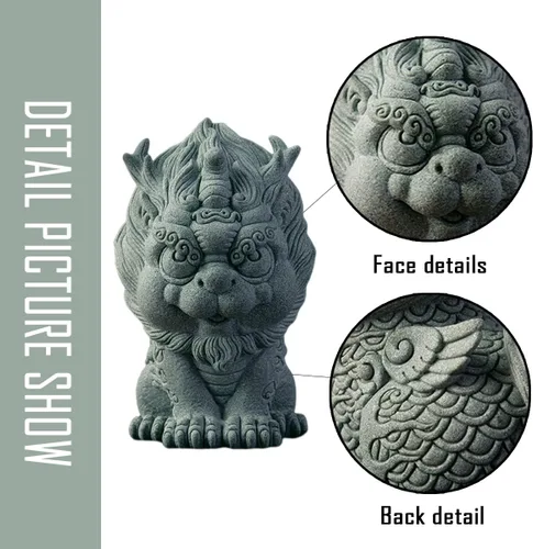 Miniatura 5 de livelyfish Feng Shui Guardián Chi Lin/Kylin/Qi Lin Estatua de arenisca Estatua de piedra arenisca Escultura de buena suerte, decoración china