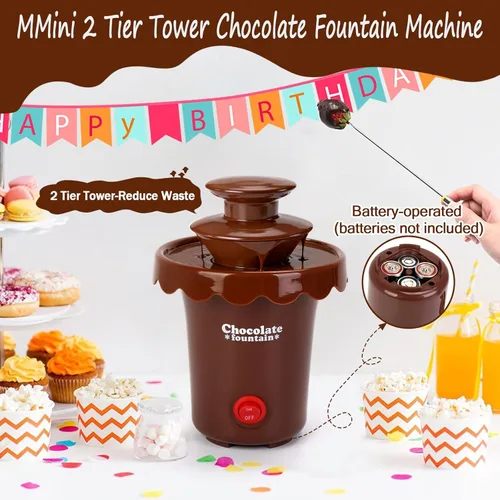 Miniatura 2 de Yummy Sam Mini máquina de fuente de chocolate de 6 onzas, fuente eléctrica de queso de plástico de torre de 2 niveles, sin BPA, máquina de fusión
