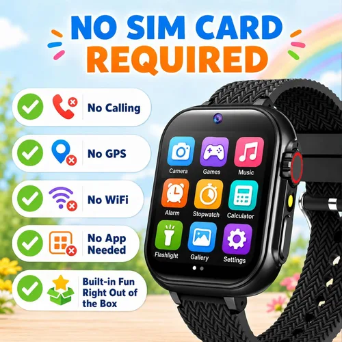 Miniatura 4 de wepfum Reloj inteligente para niños y niñas de 3 a 12 años, reloj inteligente con 39 juegos, pantalla táctil HD, grabadora de video con cámara