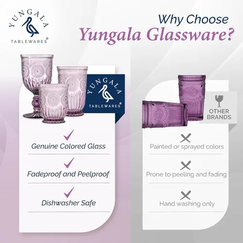 Miniatura 3 de Purple Highball Glasses - Juego de 6 vasos altos con diseño vintage único y un tono púrpura intenso. Cristalería apta para lavavajillas hecha