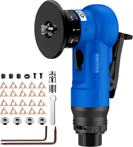 Miniatura 12 de AMTOVL Herramienta de biselado neumática - Mini herramienta de chaflán de aire con 10 cuchillas de ángulo C y 10 cuchillas de ángulo R, herramienta